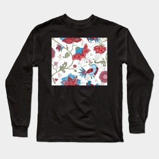 Exotic chintz with bird - white/multicolour Long Sleeve T-Shirt